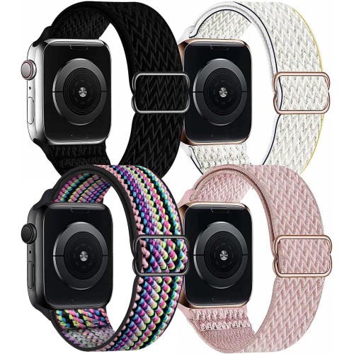 Yeetonk Stretchy Solo Loop Compatible with Apple Watch Bands 38mm 40mm 41mm 42mm 44mm 45mm 49mm,Braided Elastics Nylon Strap Women Men for iWatch Series 9/8/7/6/5/4/3/2/1 SE/Ultra/Ultra 2